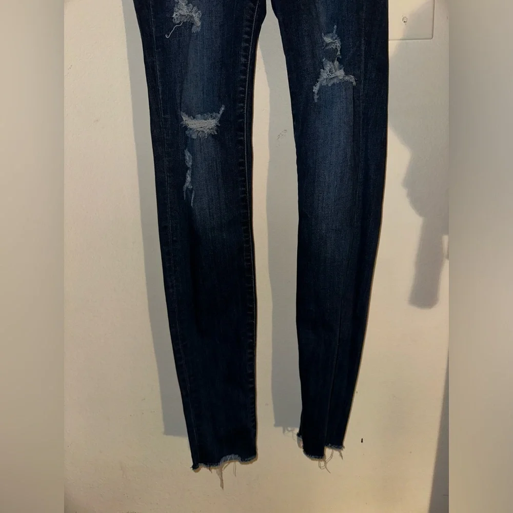 Judy Blue women’s distress high waist button fly skinny fit denim jeans 3 26